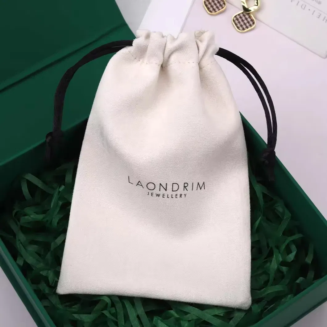 High End Luxury Suede Drawstring Bag for Packaging Jewelry Custom Logo Printed Gift Dust Suede Pouch