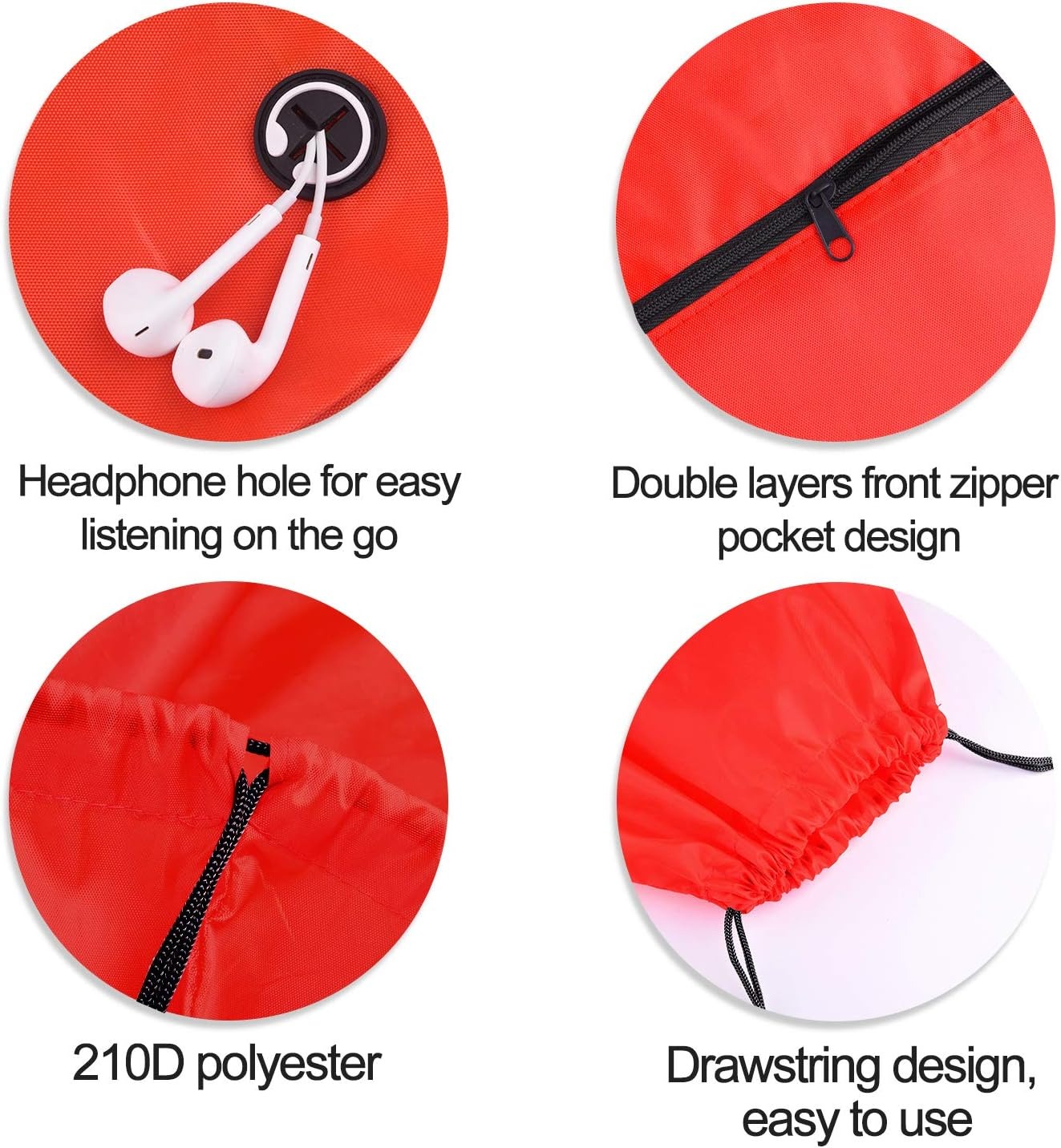 Customized Promotional Gym Sack Promotional Polyester Nylon Cinch Zipper Drawstring Shop and Backpack Zip Draw String Bags