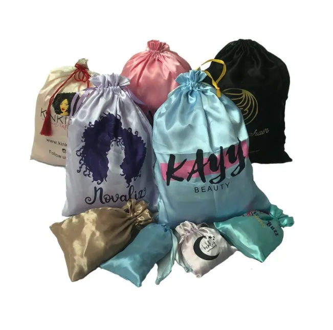 Custom Size Logo Lady Jewelry Drawstring Silk Satin Gift Dust Pouch