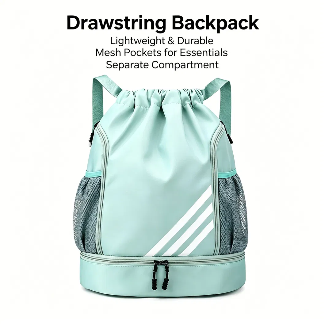 Stylish Waterproof Oxford Nylon Drawstring Backpack with Adjustable Straps