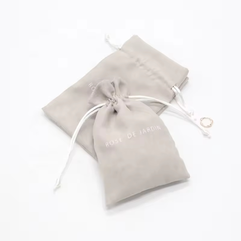 Wholesale Small Packaging Pouch Soft Fabric Drawstring Jewelry Pouch Logo Printing Faux Suede Jewelry Bag