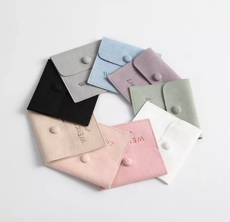 Microfiber Jewelry Packaging Bags Gift Bag Pouches Custom Logo Microfiber Flap Fiber Jewelry Pouch