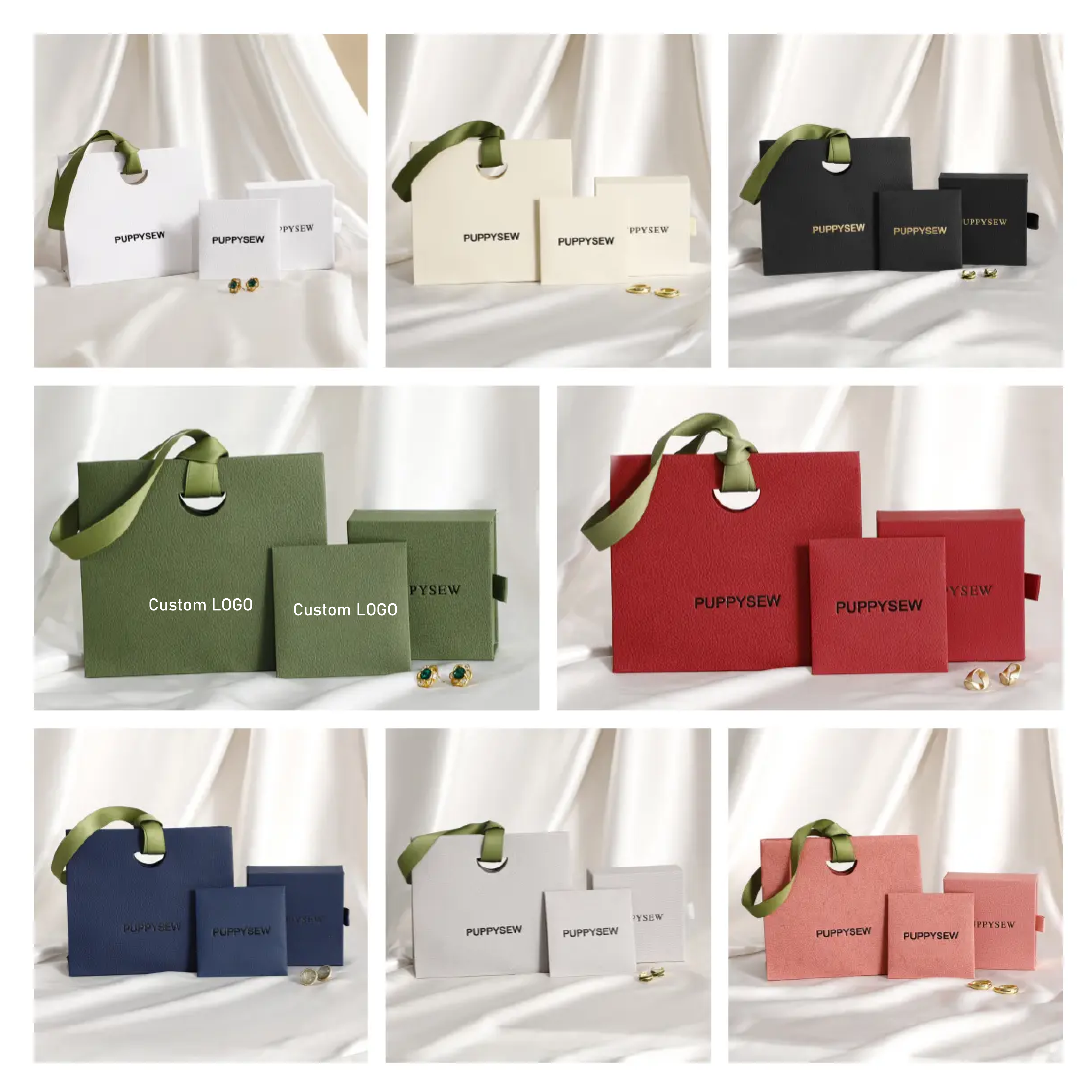 Custom Logo Cardboard Heart Shape Jewelry Packaging Set Microfiber Pouch Cleaning Cloth Necklace Ring Gift Bag-Portable