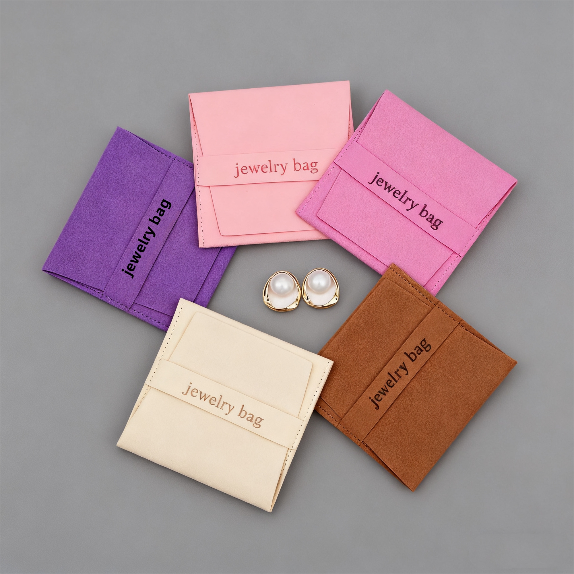 Wholesale Custom Logo Microfiber Velvet Pouches Envelope Style Jewelry Container for Gift Packaging