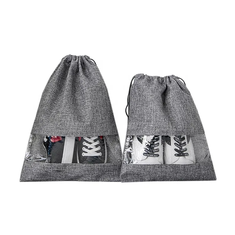 Wholesale Factory Price Travel Clothes Dustproof Linen Drawstring Cotton Shoe Bag