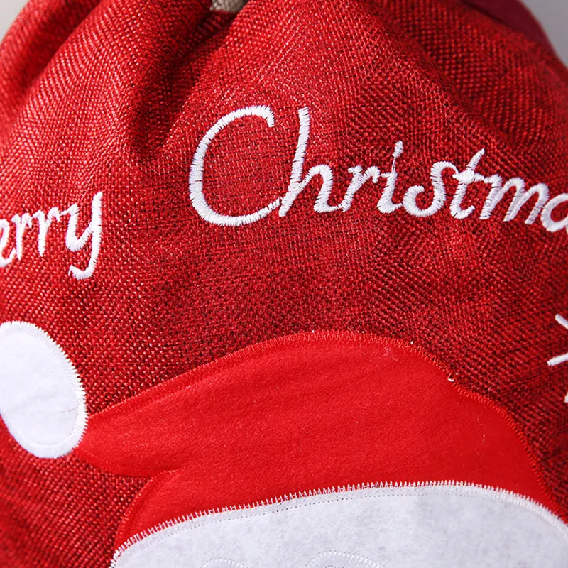 Hot Sale Linen Large Drawstring Bag Printed Custom Santa Sack Candy Bag Personalized Christmas Sacks Bag for Gifts