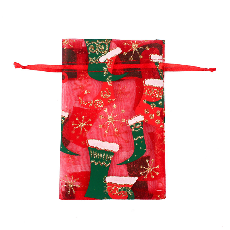 Custom Packaging Fashion Personalized Silk Jewellery Microfiber Shinning Printed Christmas Snowman Small Pouch Gift Bag Drawstring Cosmetic Bag Jewelry Pouch