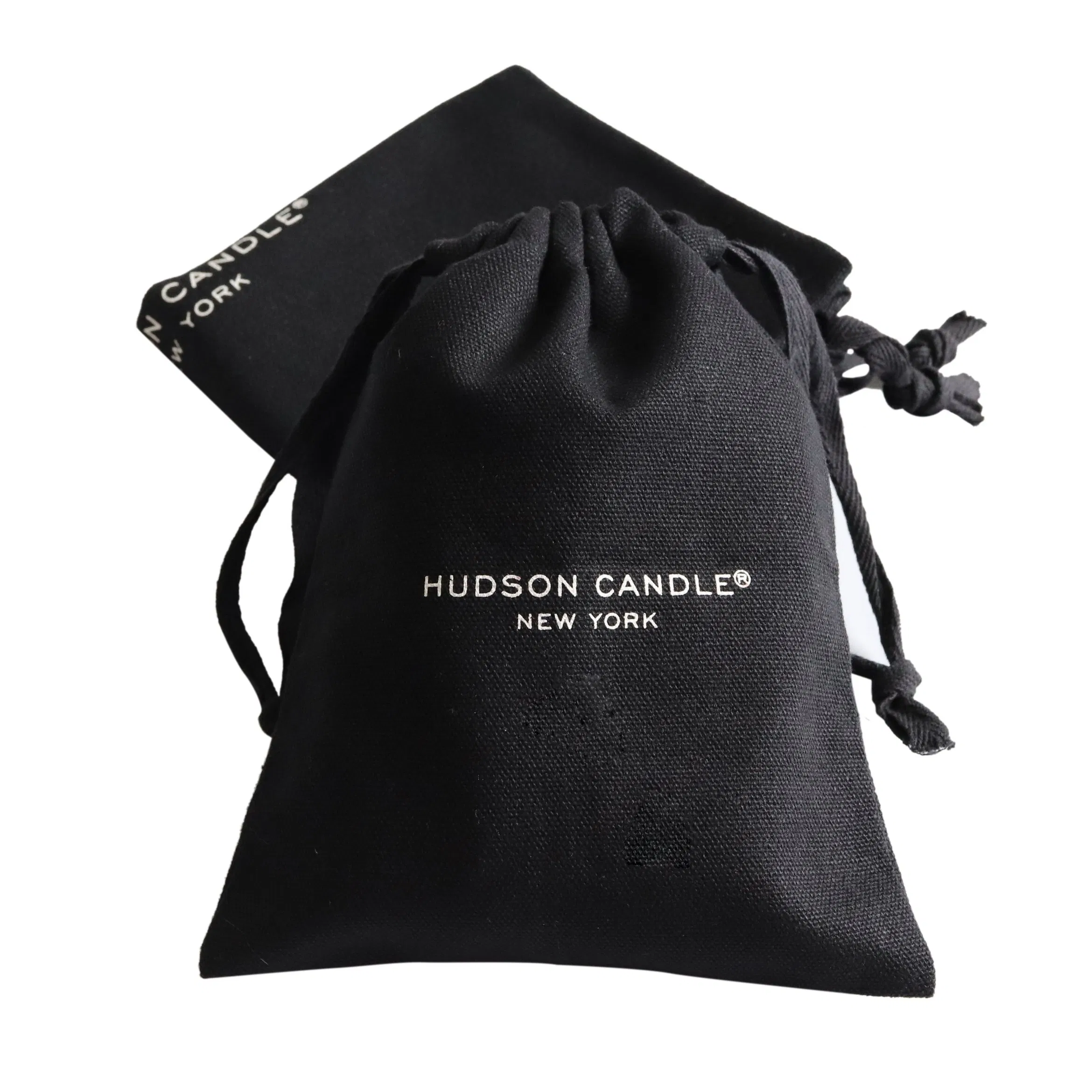 Custom Private Black Cotton Linen Canvas Drawstring Bag with White Printed Logo for Handbag Hat Cap Shoe Packaging Dust Pouch