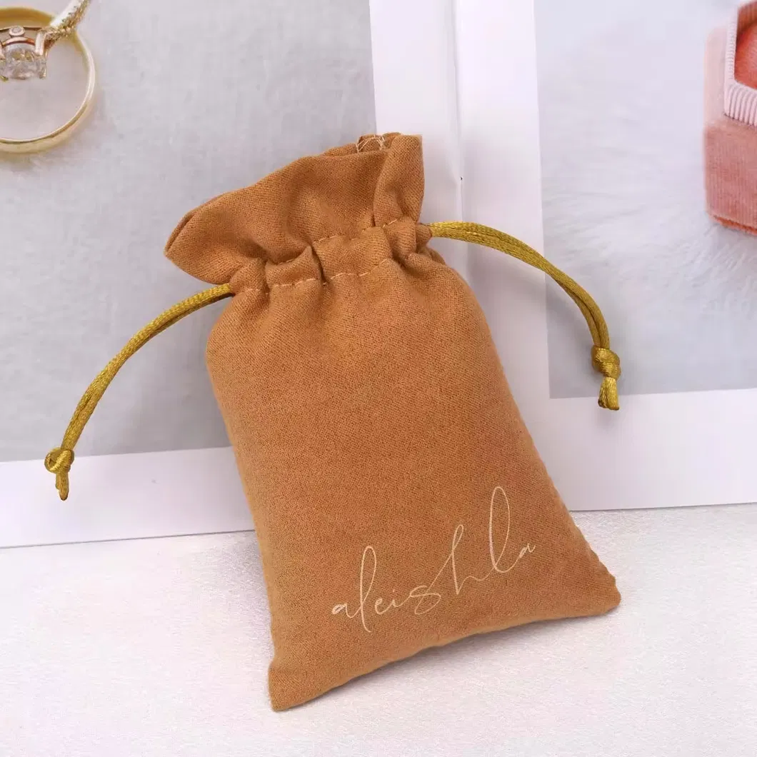 Custom Logo Printing Small Jewelry Packaging Suede Pouch