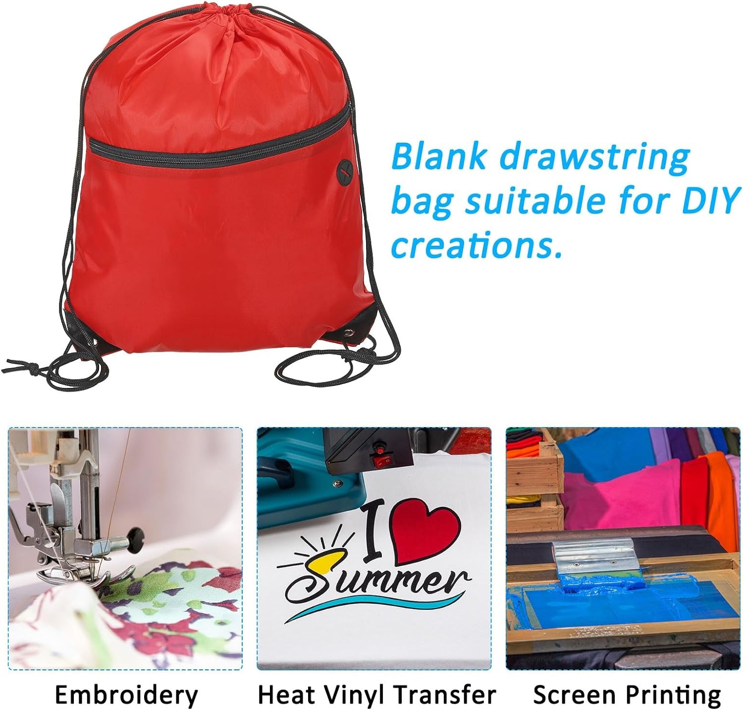 Customized Promotional Gym Sack Promotional Polyester Nylon Cinch Zipper Drawstring Shop and Backpack Zip Draw String Bags