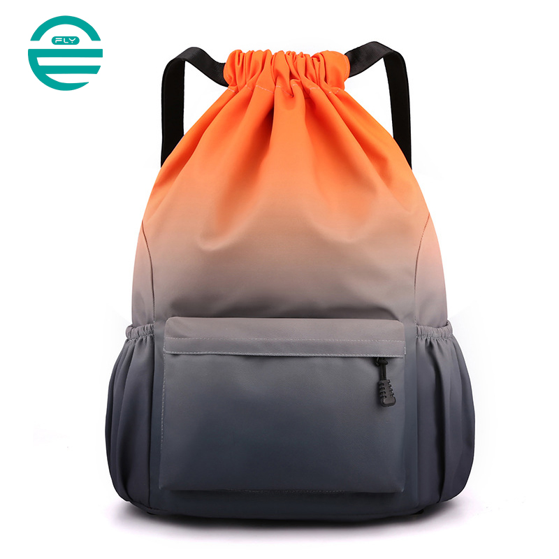 Fuliya Custom Large Capacity Outdoor Causal Sport Basketball Bag Waterproof Nylon Gradient Drawstring Backpack