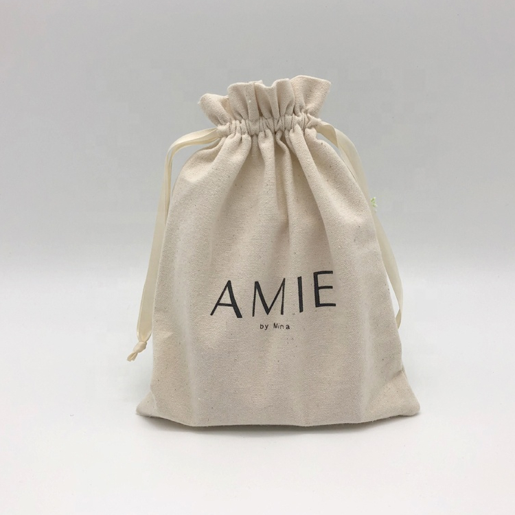Custom Logo Muslin String Bag Eco Cotton Canvas Drawstring Pouch Bag for Gift