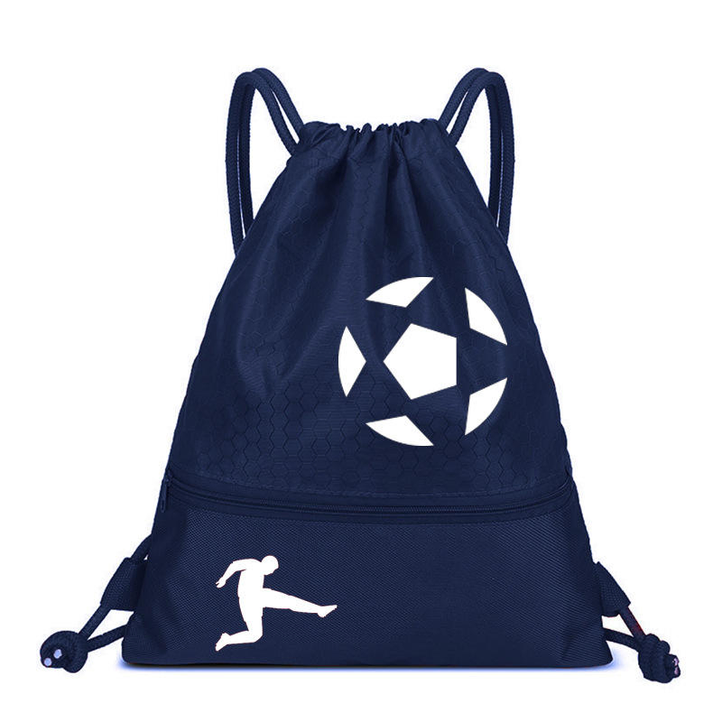 Custom Polyester Nylon Drawstring Backpack with Zipper Pocket Waterproof Gym Sports Training Bag
