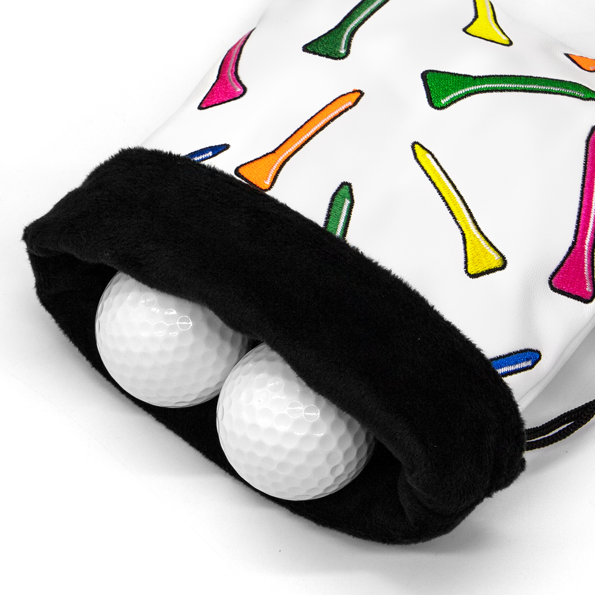 Hot Sale Logo Custom Leather Golf Pouch Golf Ball Pouch Drawstring Closure Golf Valuables Pouch