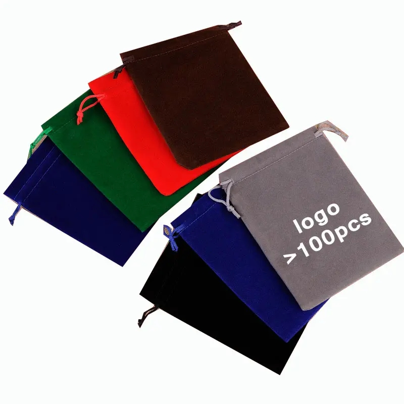 Custom Printed Suede Drawstring Jewelry Velvet Pouches