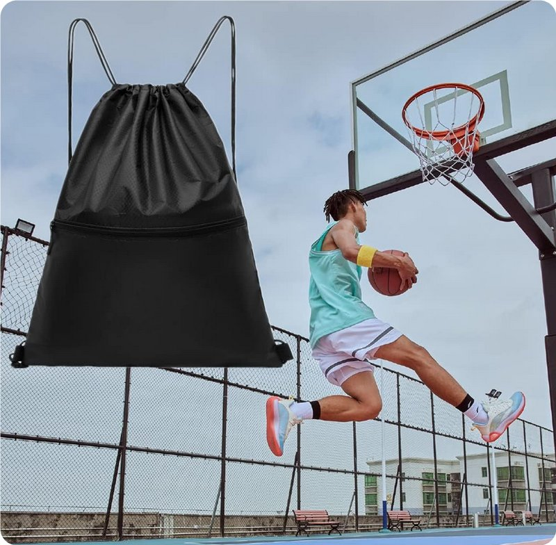 Promotional Polyester Drawstring Bag Nylon Fitness Room Basketball Shoes Beach Backpack Gym Sports