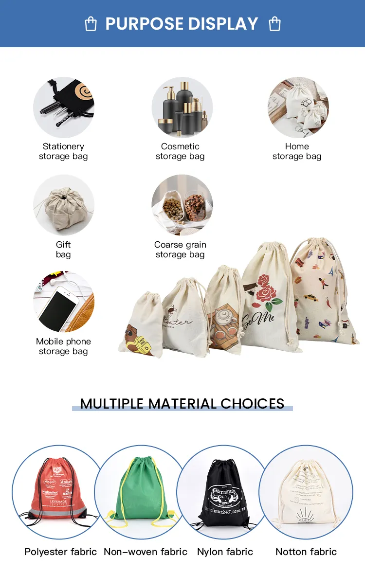 Round Cotton Linen Canvas Gift Drawstring Dust Bag