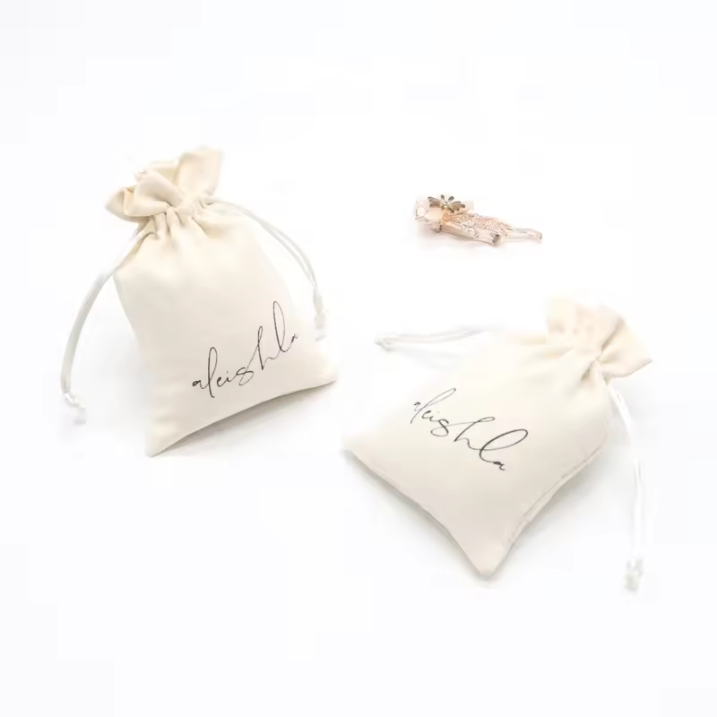 Custom Logo Flexography Ruffle Top Cream Imitation Suede Jewellery Gift Bags Suede Pouch Drawstring Jewellery Travel Bags