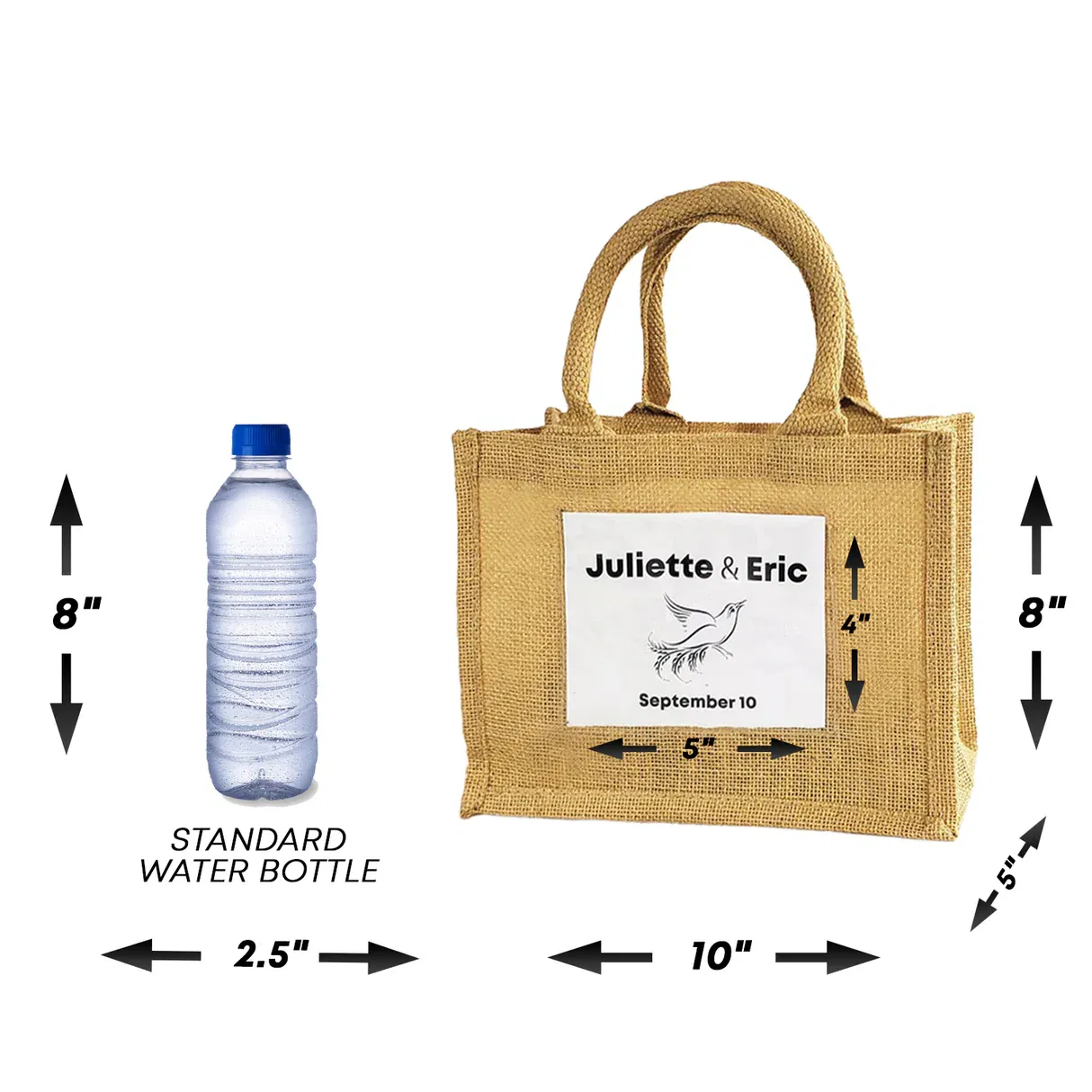 Promotional Durable Rustic Wedding Favor Burlap Jute Tote Bags