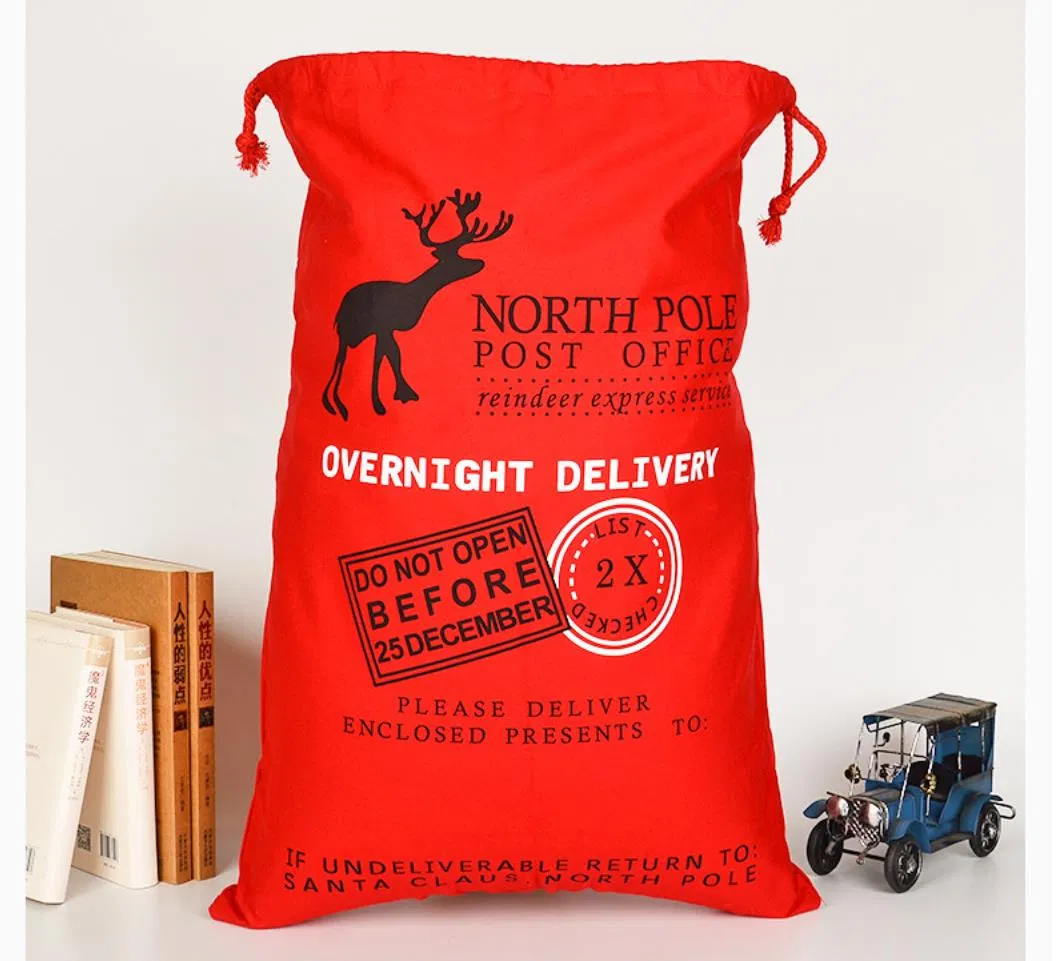 Christmas Decoration Gift Bag Santa Drawstring Pouch Cotton Bag Jute Bag