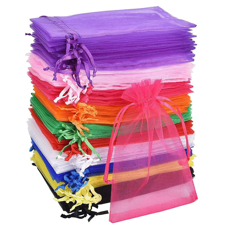 Wholesale Custom Fashion Personalized Recycle Cosmetic Bags Transprent Silk Jewelry Packaging Fabric Drawstring Organza Bags Makeup Packaging Bag Pouch
