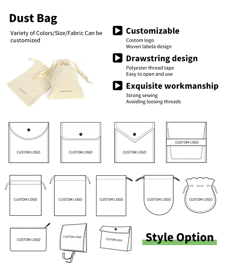Wholesale Custom Size Eco Friendly Recycled Plain Printed Big Cotton Canvas Pouch Drawstrings Dust Bags with Rope Logo