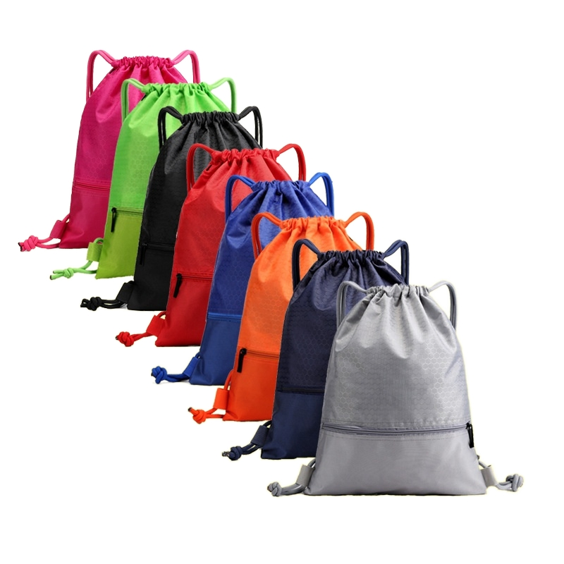 Promotional Polyester Drawstring Bag Nylon Fitness Room Basketball Shoes Beach Backpack Gym Sports