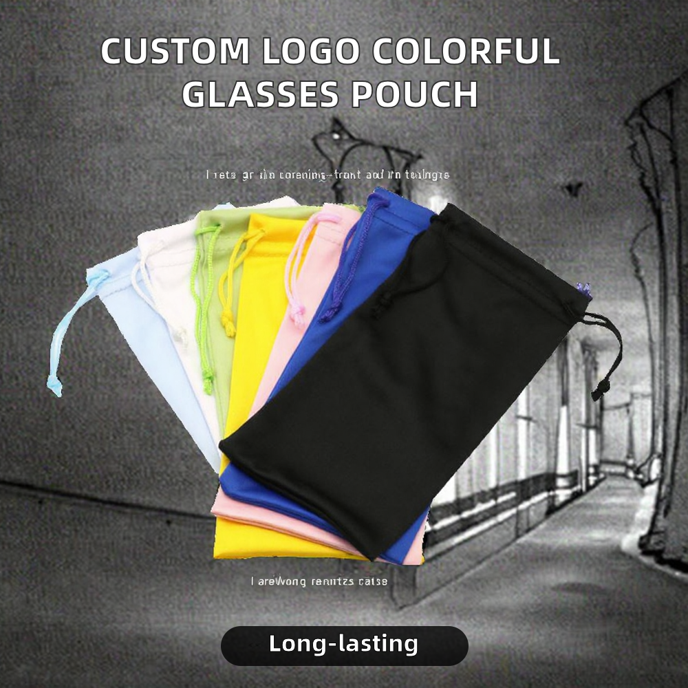 Wholesale Drawstring Bag Soft Microfiber Sunglasses Pouch Custom Logo Colorful Optics Accessories for Eyeglasses Welcome Gifts