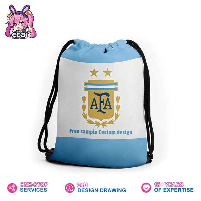 Compact Football Match Day Drawstring Bag Easy Clean Soccer Fan Spirit Backpack Durable Cord Cinch Pack for Sport Event