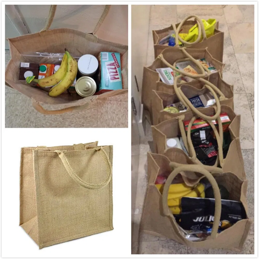 Natural Burlap Bags Jute Hessian Drawstring Sack Small Wedding Favor Gift Jute Bag
