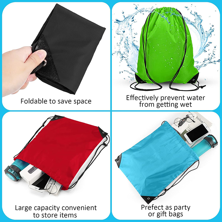 10 Colors Drawstring Backpack Bags Sack Pack Cinch Tote Sport Storage Polyester Bag for Gym Traveling
