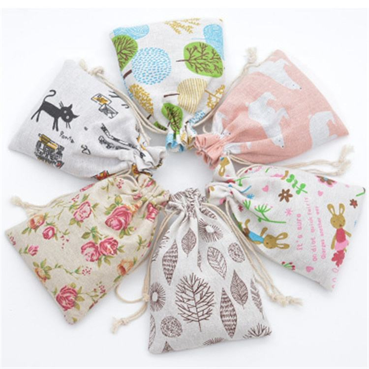 Vintage Linen Burlap Drawstring Pouch Muslin Cotton Candy Gift Bag Party Wedding Favors Holder Jewelry Packaging Jute Bag