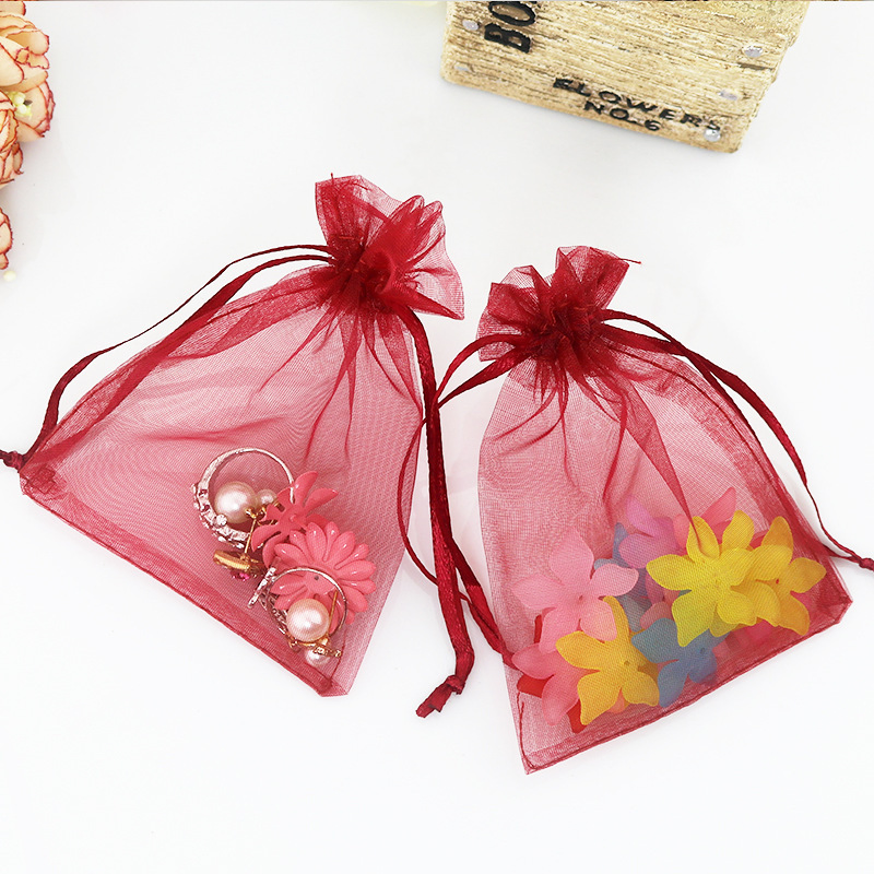 Wholesale Custom Fashion Personalized Recycle Cosmetic Bags Transprent Silk Jewelry Packaging Fabric Drawstring Organza Bags Makeup Packaging Bag Pouch