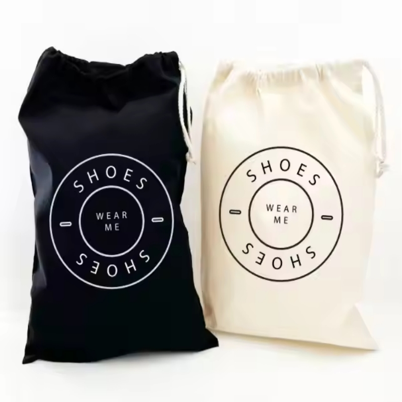 Custom Log Soft Organic Cotton Drawstring Gift Flap Pouch