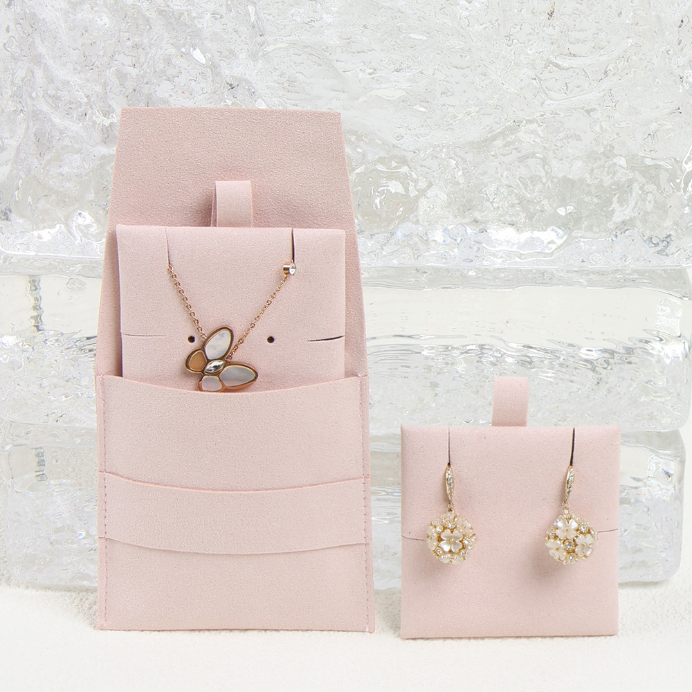 Custom Logo Printed Small Velvet Microfiber Pouch Suede Jewelry Gift Packaging with Insert Display