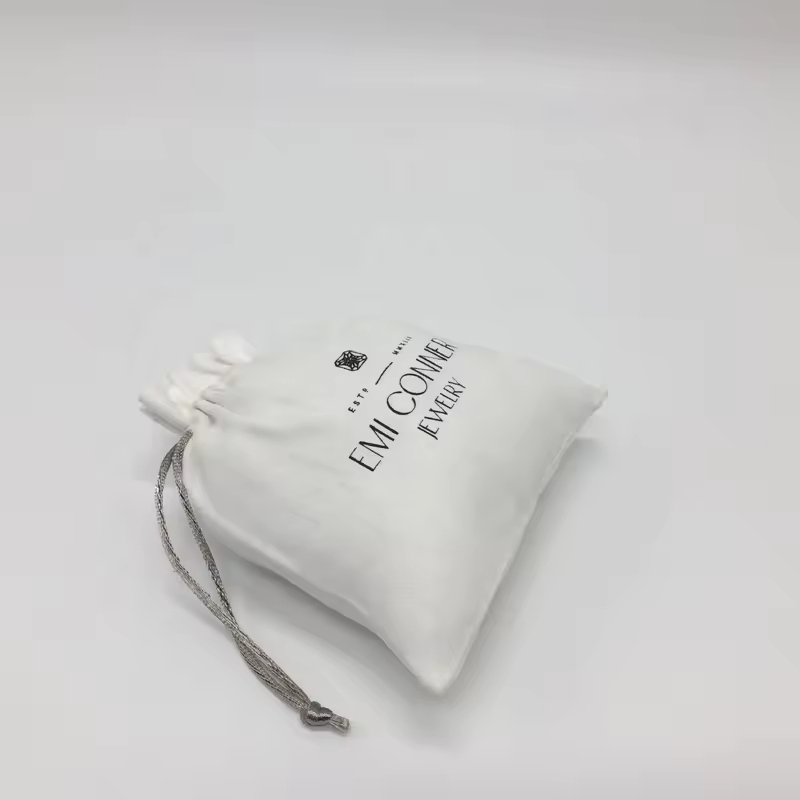 White Soft Velvet Suede Jewelry Pouch Small Fabric Jewelry Drawstring Bag