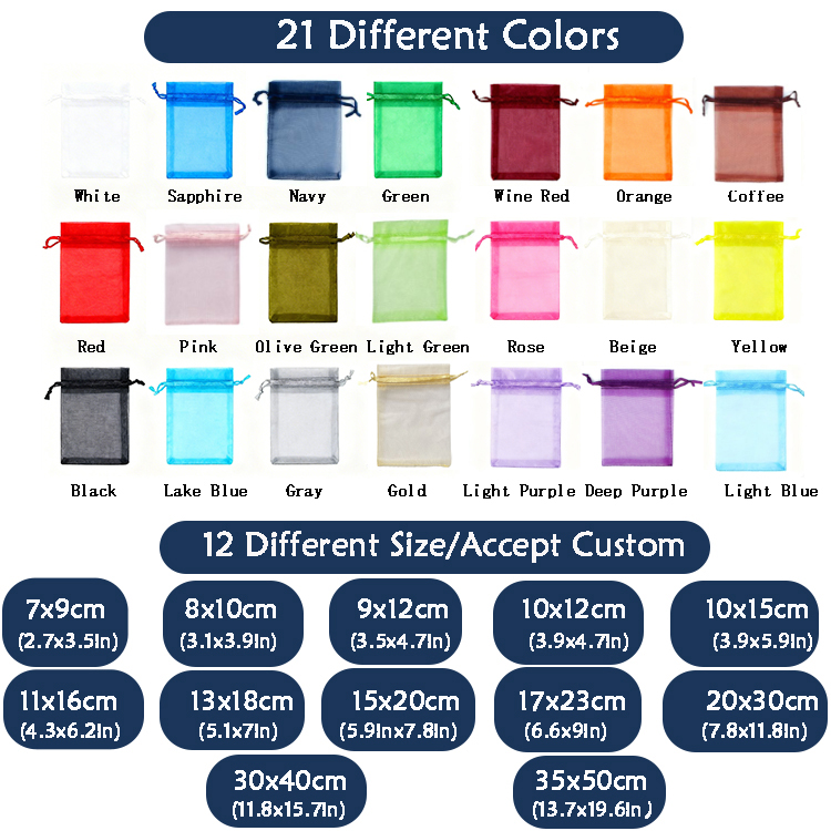 Wholesale Organza Bags 7x9cm Small Gift Pouch Drawstring Mesh Bag Accept Custom Packaging Bag With Rope for Wedding Jewelry