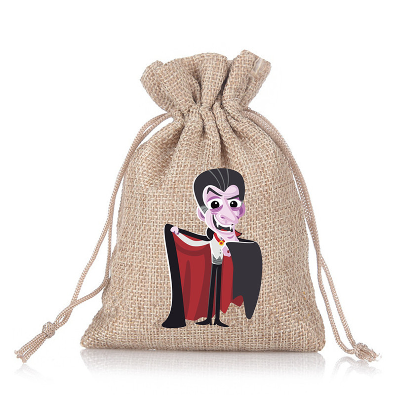 Hot Sale Halloween Burlap Favor Drawstrings Party Gift Candy Bags