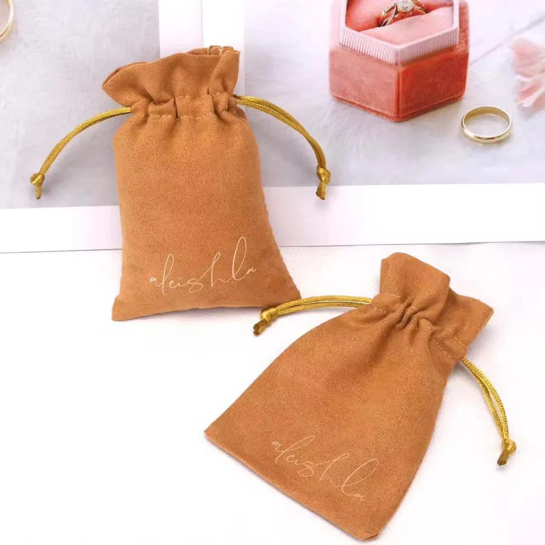 Custom Logo Printing Small Jewelry Packaging Suede Pouch