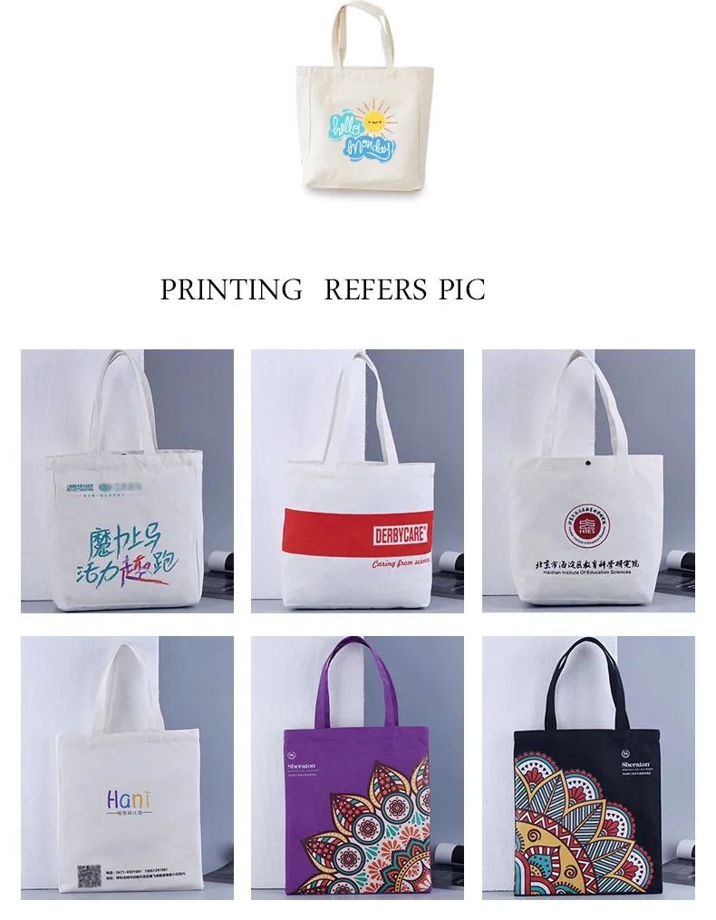 Custom Promotion Cheaper Outdoor Drawstring Cotton Canvas Shopping Tote Bag