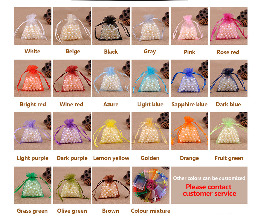 Solid Color Organza Drawstring Bags for Jewelry Accessories or Christmas Gift Packaging Wholesale Organza Packaging Bag