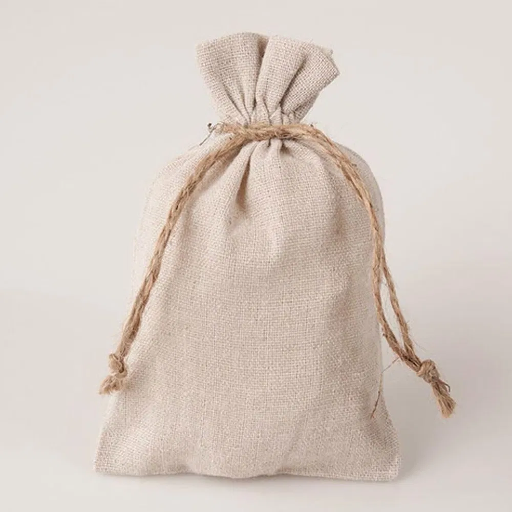 Recycle Custom Printed Promotional Sustainable Jute Linen Burlap Hemp Drawstring Backpack Bag