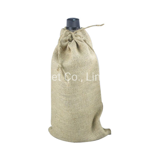 OEM Single Drawstring Jute Burlap Reposado Tequila Bottle Bag