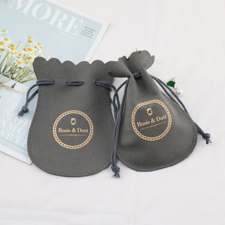 Small Microfiber Silk Cloth Suede Drawstring Jewelry Pouches Wholesale