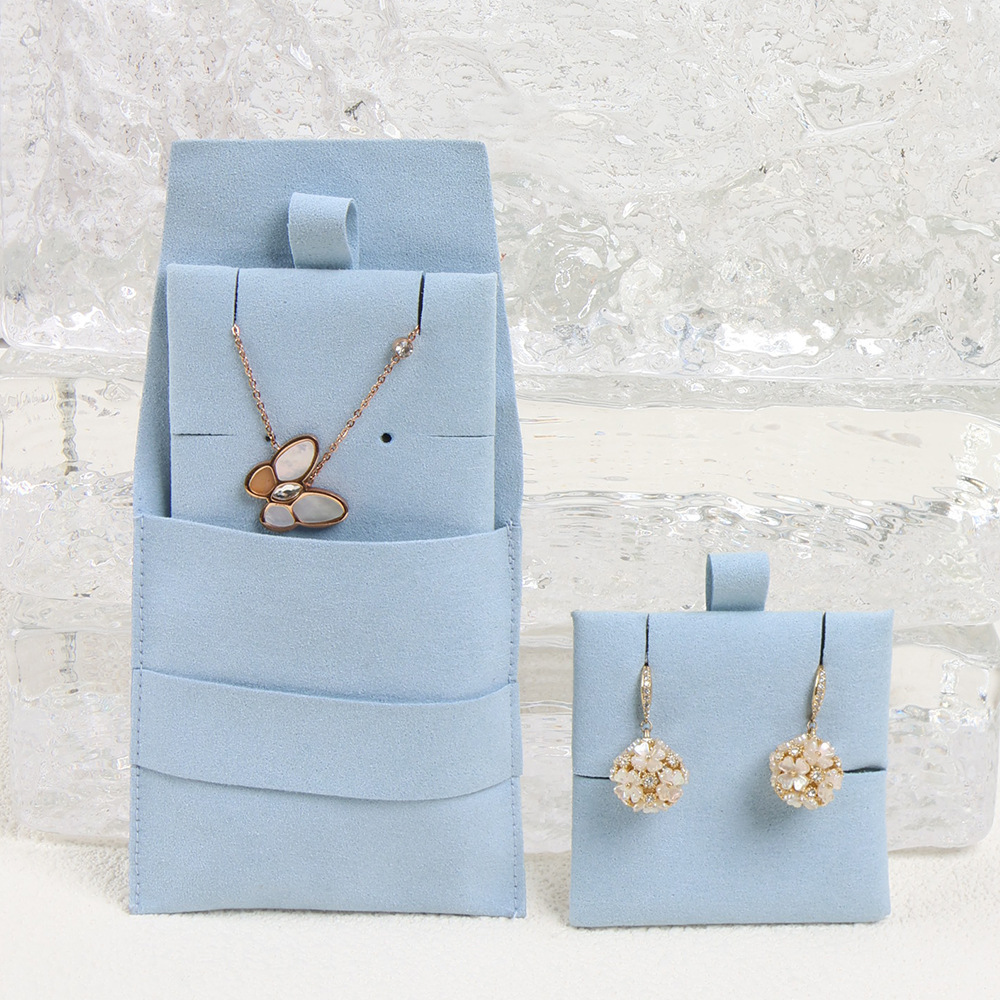 Custom Logo Printed Small Velvet Microfiber Pouch Suede Jewelry Gift Packaging with Insert Display