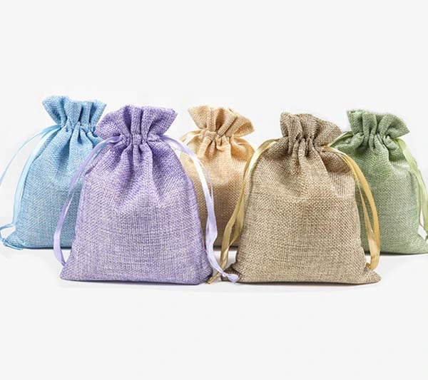 Colored Jute Bag Drawstring Gift Beads Bags for Storage