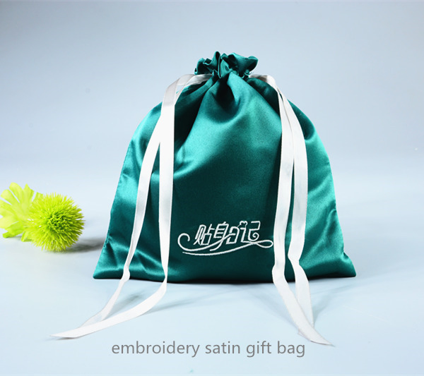Satin Gift Bag Drawstring Satin Jewelry Pouch with Embroidery Logo Silk Fragrance Sachets