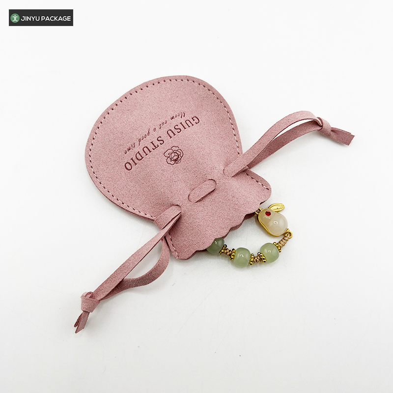 Luxury Suede Microfiber Drawstring Jewelry Pouch Bags Factory with Embossing Logo