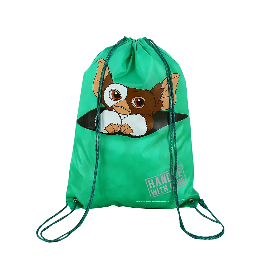 Custom Polyester Nylon Drawstring Backpack with Zipper Pocket Waterproof Gym Sports Training Bag