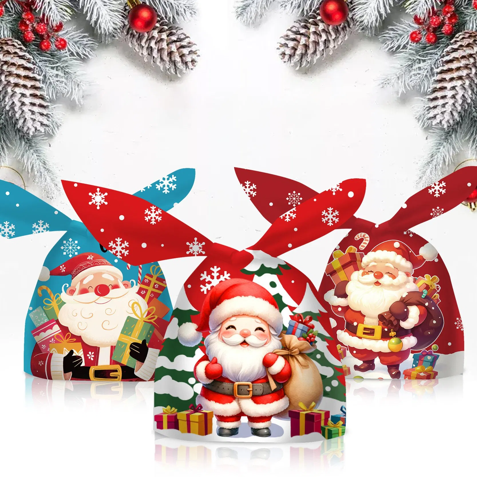 China Custom Personalized Printed Stars Snows Jute Christmas Gift Packaging Organza Pouch Drawstring Promotional Pouch Promotion Bag